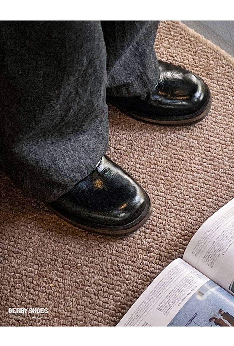 Voyage MRA Square Toe Derby Men's Leather Autumn Formal Business Thick Sole Height Increasing Wedding Groom Oxford Shoes_voghion.com