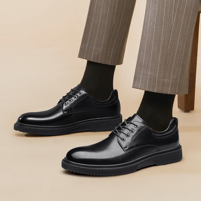 Voyage Autumn Winter New Formal Leather Men's Business Dad Height Increasing Casual Derby Groom Wedding Shoes_voghion.com