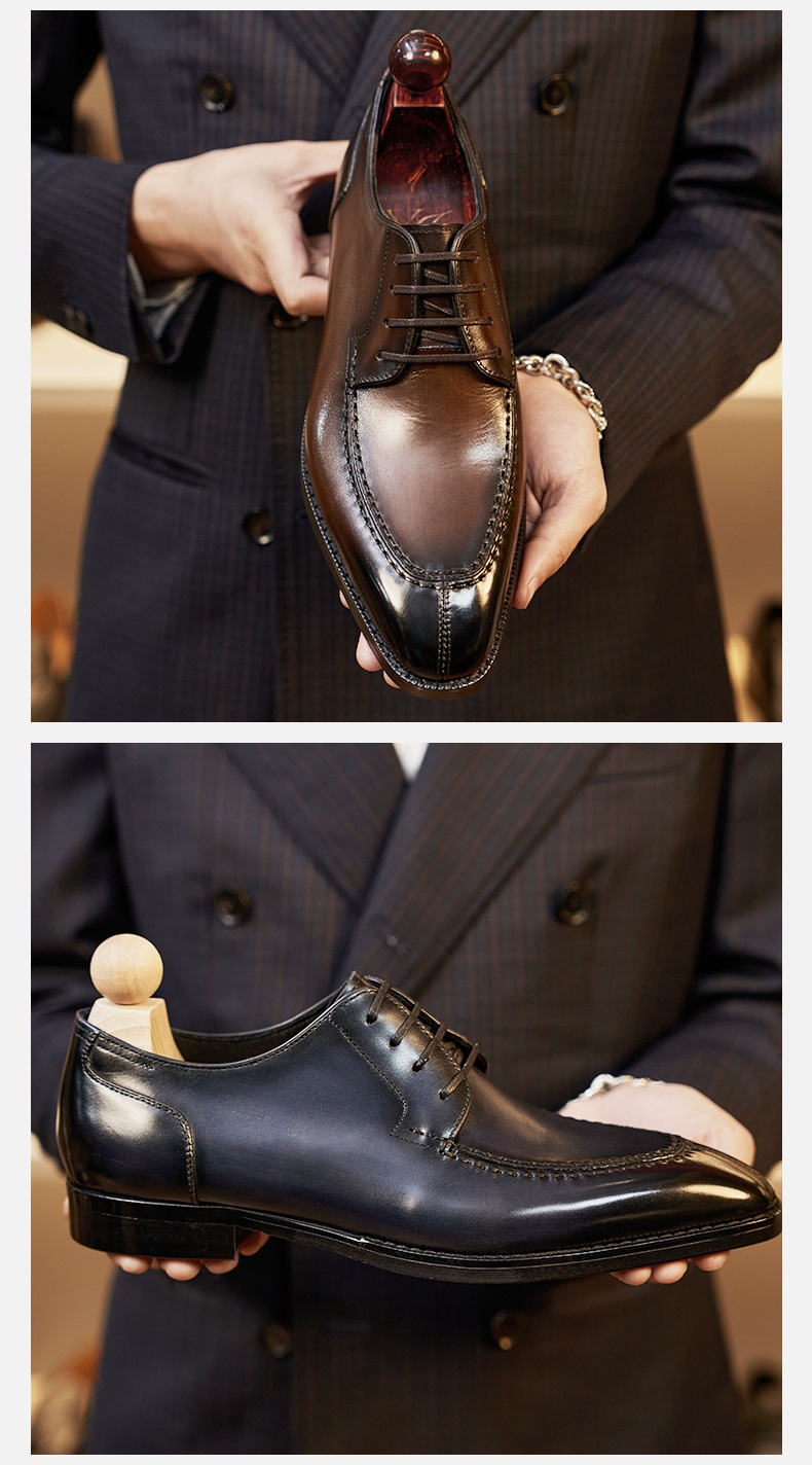 Voyage Voyage New Versatile Formal With Front Lace-up, Low-top Suit Genuine Leather Derby Shoes, Italian And Norwegian Hand-stitched_voghion.com