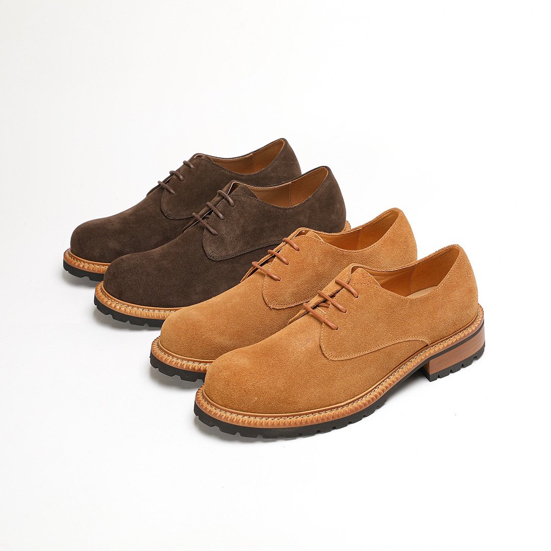 Voyage 2025 New Men's Low-top Derby Casual Large Leather Suede Comfortable Breathable Cowhide Single Shoes For Men_voghion.com