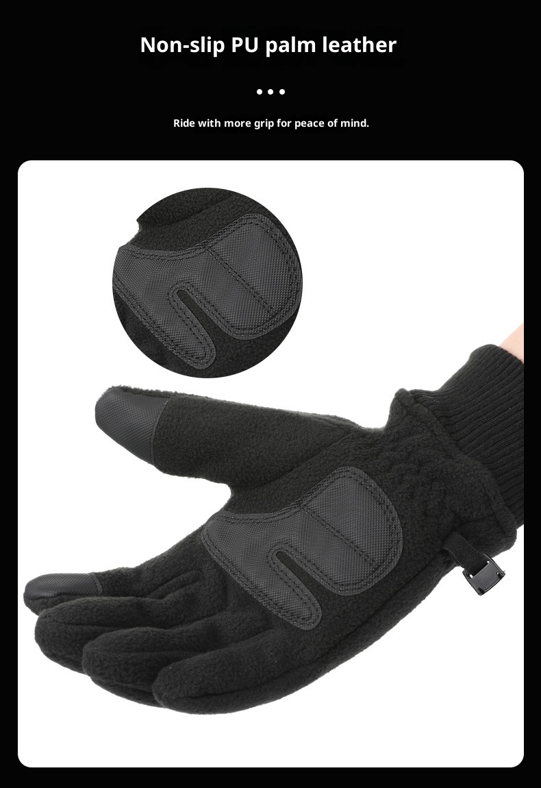 boy Boy Boy Warm Double-Sided Fleece Outdoor Non-Slip Cycling Men Winter Touchscreen Gloves Windproof Cuff Cold-Proof_voghion.com