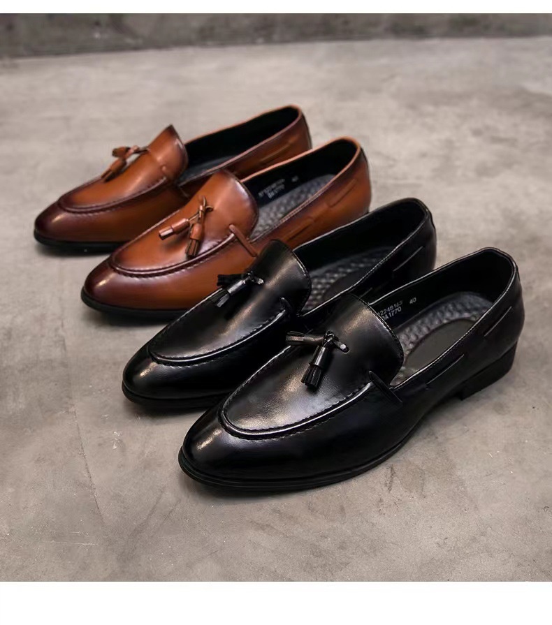 WalkPrime WalkPrime Tassel Loafers Men Pointed Toe European American British Slip-On Men's Casual Leather Shoes 2023 New Trendy Moccasins_voghion.com
