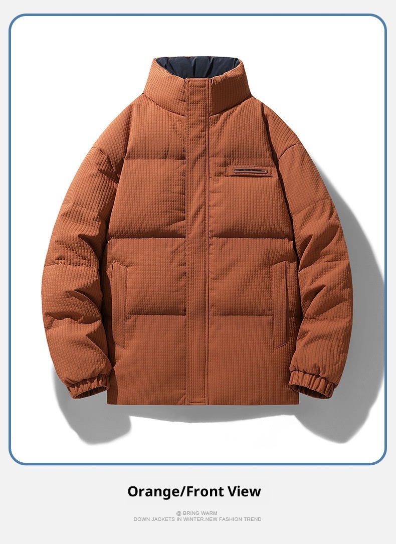 boy Autumn Stand Collar Down Winter New Trendy Design Short Puffer Jacket Thickened Warm Coat Men_voghion.com