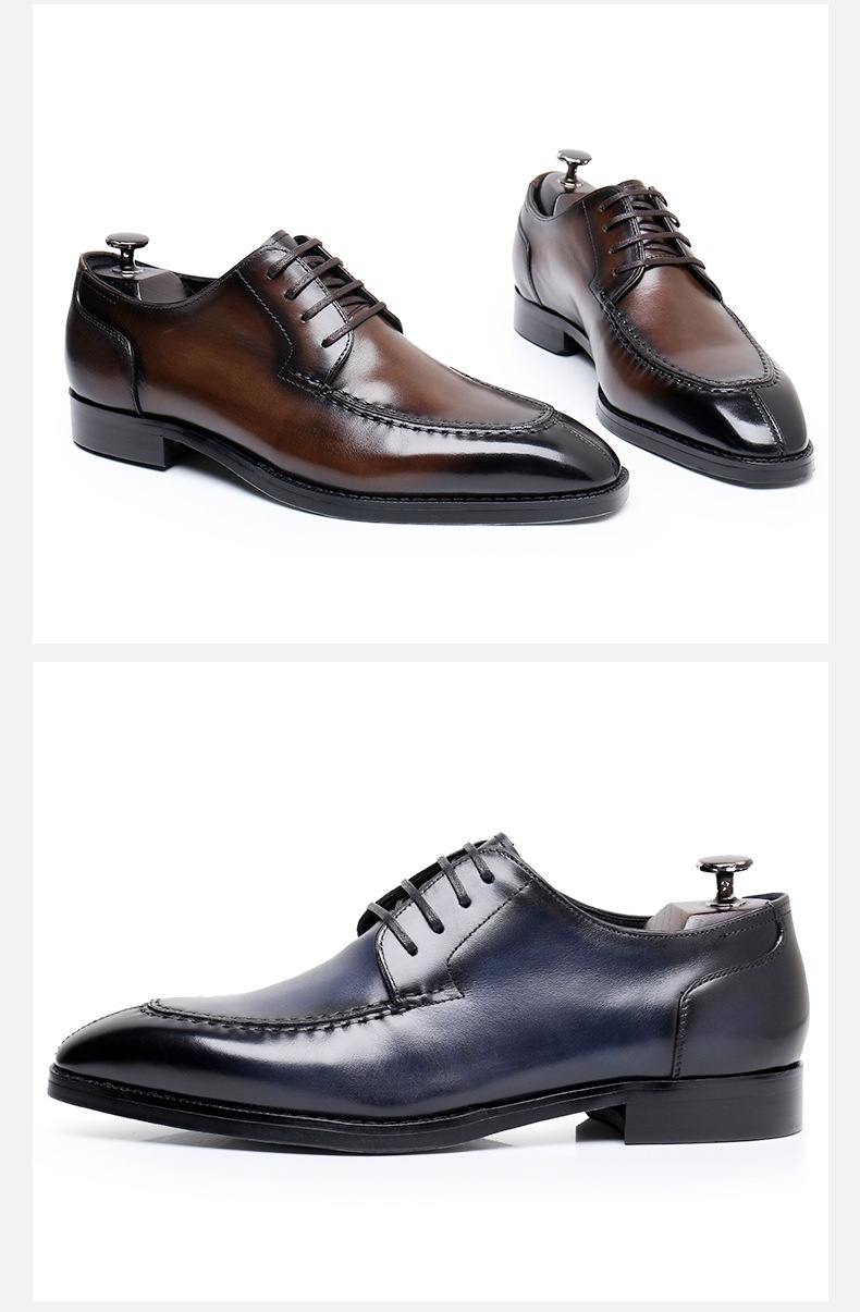 Voyage Voyage New Versatile Formal With Front Lace-up, Low-top Suit Genuine Leather Derby Shoes, Italian And Norwegian Hand-stitched_voghion.com