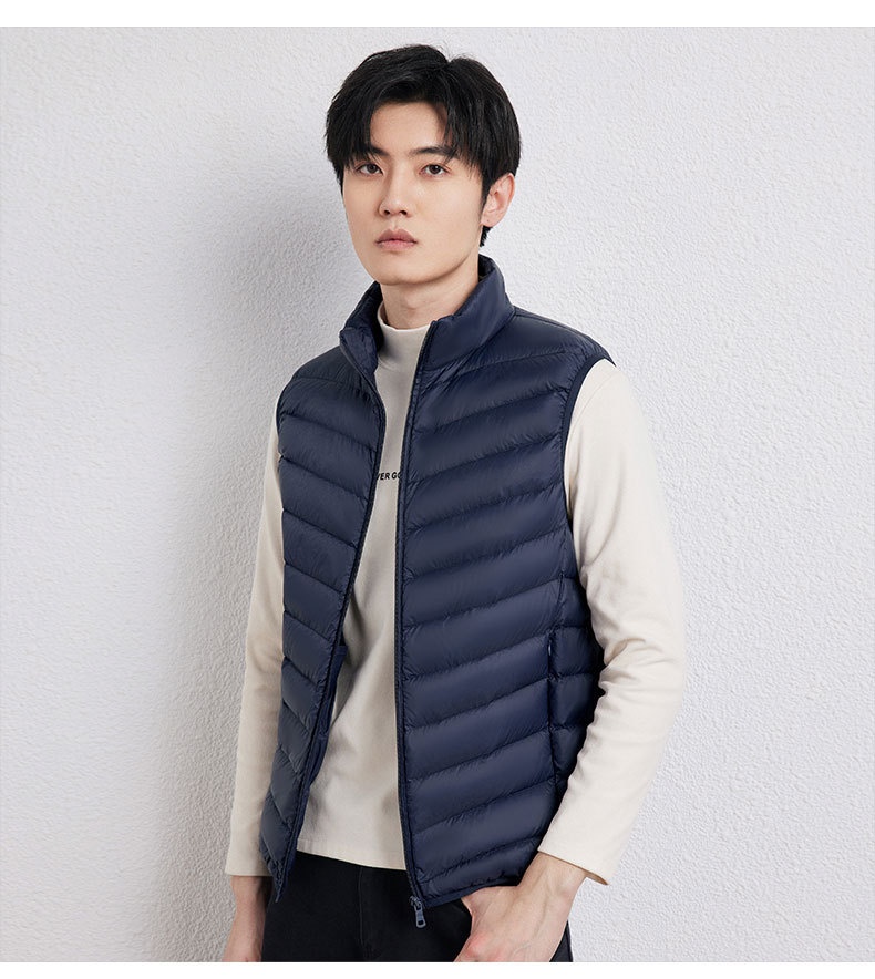 ragazzo 2025 autunno inverno nuova versione coreana leggero gilet con colletto rialzato giacca da uomo taglia forte 90 piumino d'anatra bianco Pinghu_voghion.com