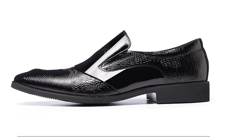 Voyage Elderly Crocodile Pattern Leather Large Size Trendy Korean Style Slim Fit Polished Casual Pointed Toe Men's Shoes 20252_voghion.com