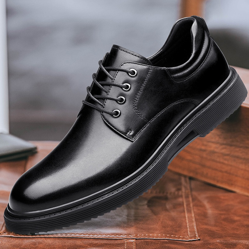 Voyage Autumn Winter New Formal Leather Men's Business Dad Height Increasing Casual Derby Groom Wedding Shoes_voghion.com