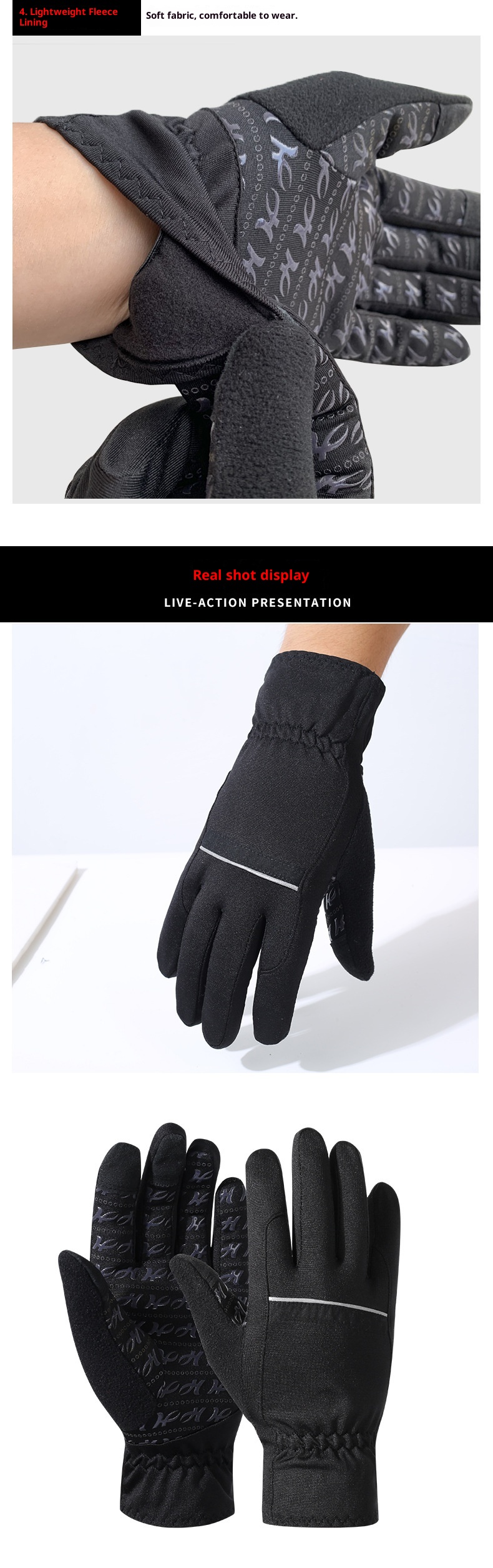 boy Boy Boy Winter Warm Fleece-Lined Silicone Non-Slip Gloves For Electric Bike Riding, Mountaineering, Men's Sports Touchscreen_voghion.com