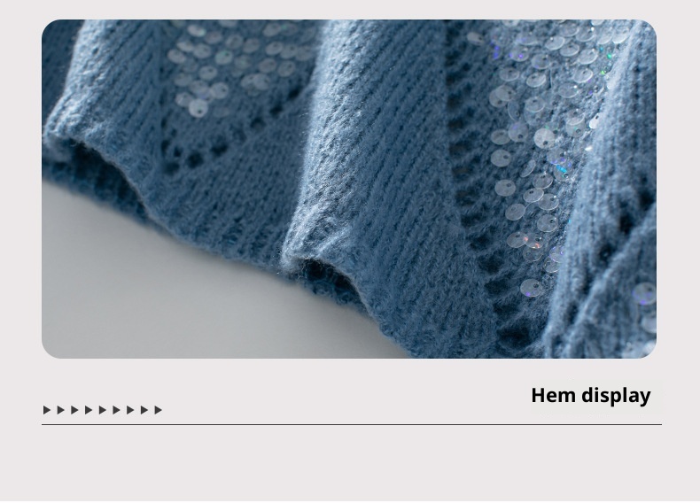 ChicShe ChicShe Fuzzy Rain Fashion Hollow Out Sequin Knitted Women, New Autumn Winter European And American Cross-Border Diamond Pattern_voghion.com