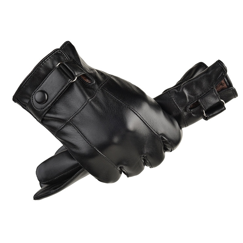 Guanti da uomo invernali in pelle, antivento, foderati in pile, spessi, per ciclismo, guida, caldi, impermeabili, antiscivolo_voghion.com