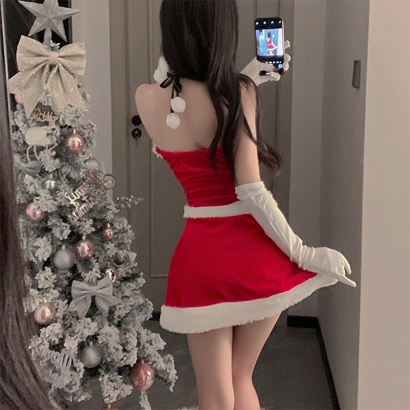 Ensemble de lingerie sexy à bretelles, coupe ajustée, pour le Nouvel An, robe de combat Eros Lab Night Fun Christmas Outfit Cute Plush Sexy Strap Lingerie._voghion.com