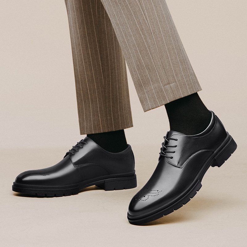 Voyage Men's 2022 Autumn Winter New Business Formal Derby Casual Leather Brogue Height Increasing British Groom Wedding Shoes_voghion.com