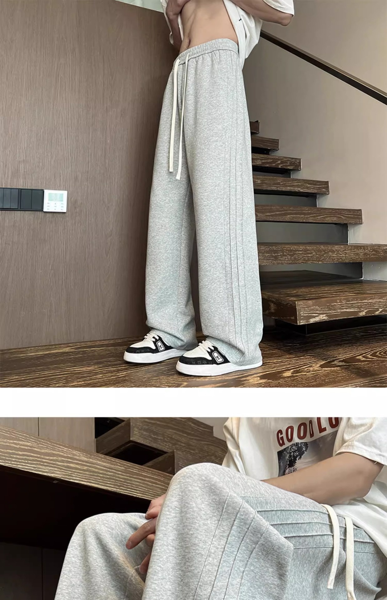 boy Plu Size Pure Cotton Gray Sweatpant Men Summer Thin Straight American Style Trendy Looe Men' Sport Caual Long_voghion.com