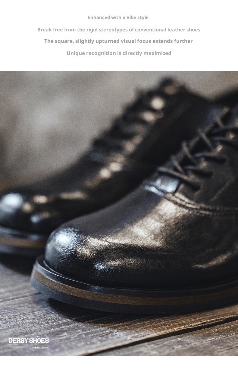 Voyage MRA Square Toe Derby Men's Leather Autumn Formal Business Thick Sole Height Increasing Wedding Groom Oxford Shoes_voghion.com