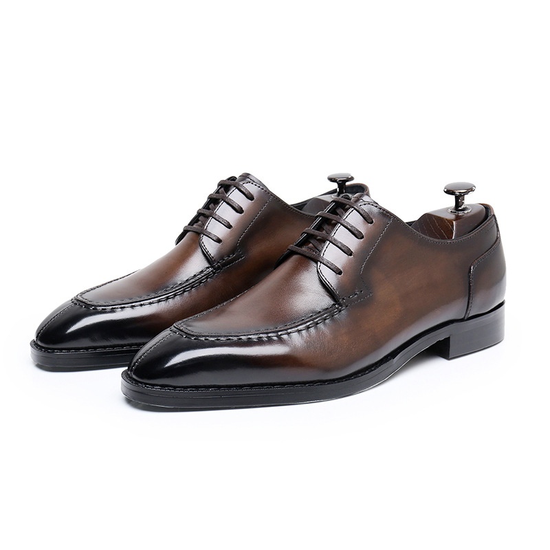 Voyage Voyage New Versatile Formal With Front Lace-up, Low-top Suit Genuine Leather Derby Shoes, Italian And Norwegian Hand-stitched_voghion.com