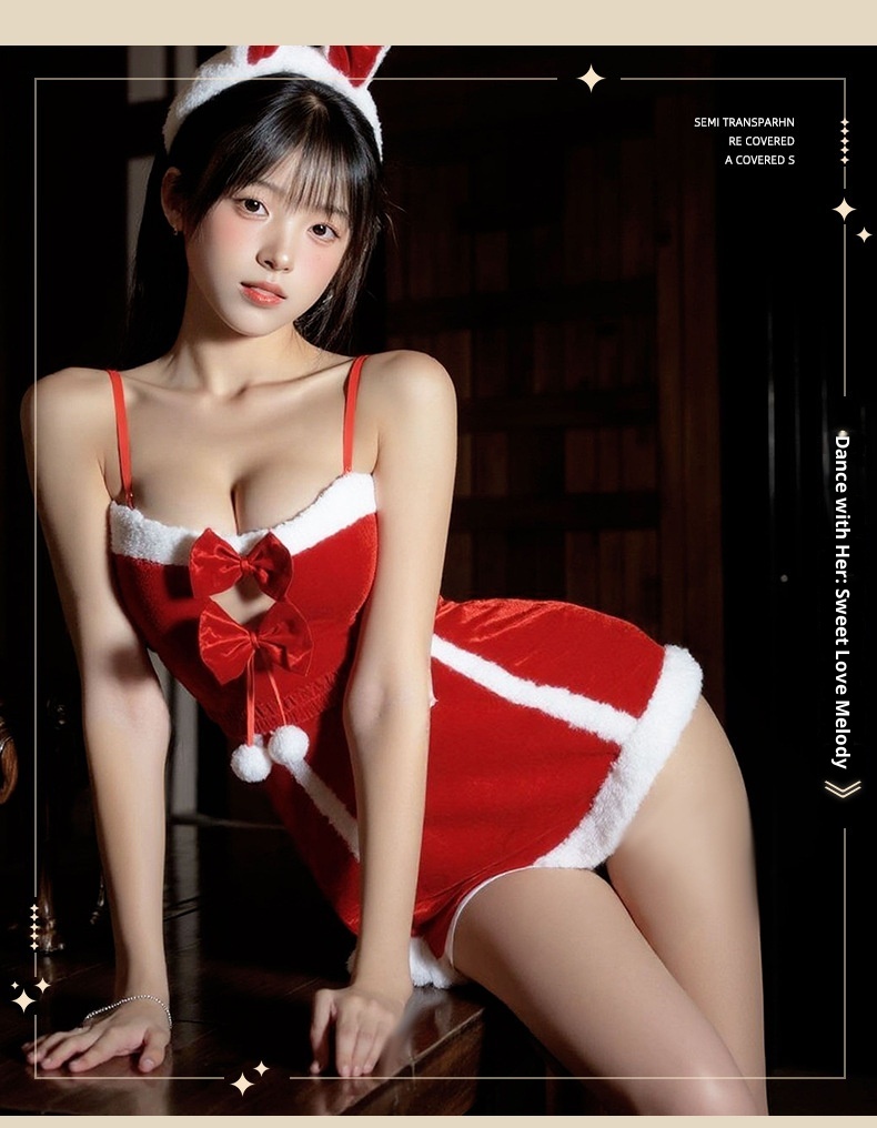 Eros Lab Night Listening Incense Christmas Battle Robe Lingerie Sexy Red Velvet Nightdress New Year Ball Role Play Pure Desire_voghion.com