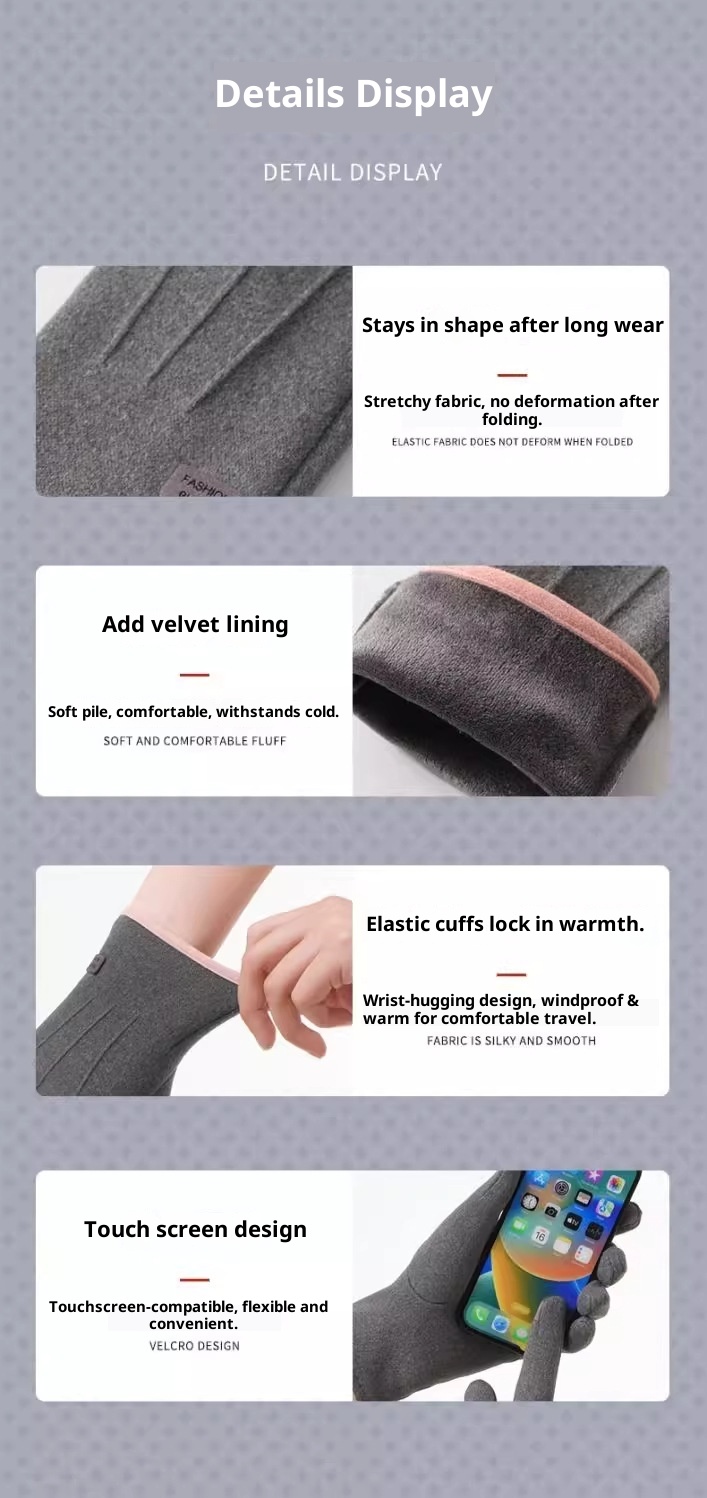 boy Boy Boy Warm Gloves For Women, Autumn And Winter, Touchscreen, Thickened, Outdoor Cycling, Driving, Rabbit Fur, Windproof,_voghion.com