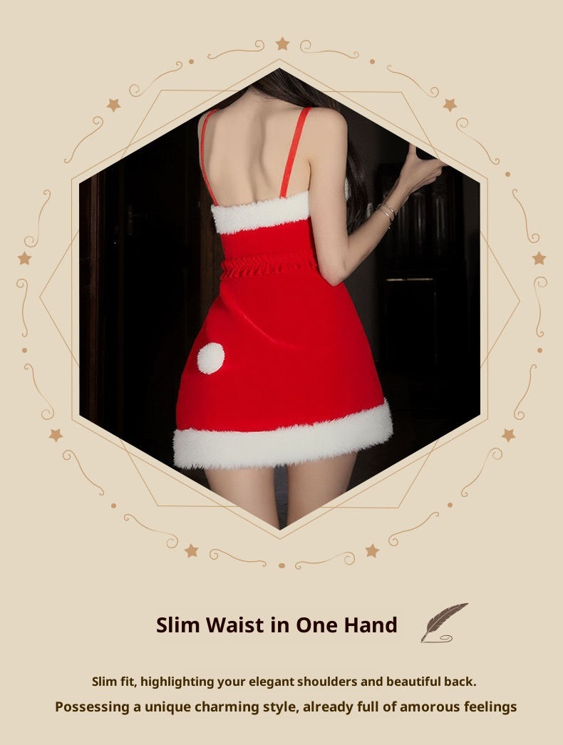 Eros Lab Night Listening Incense Christmas Battle Robe Lingerie Sexy Red Velvet Nightdress New Year Ball Role Play Pure Desire_voghion.com