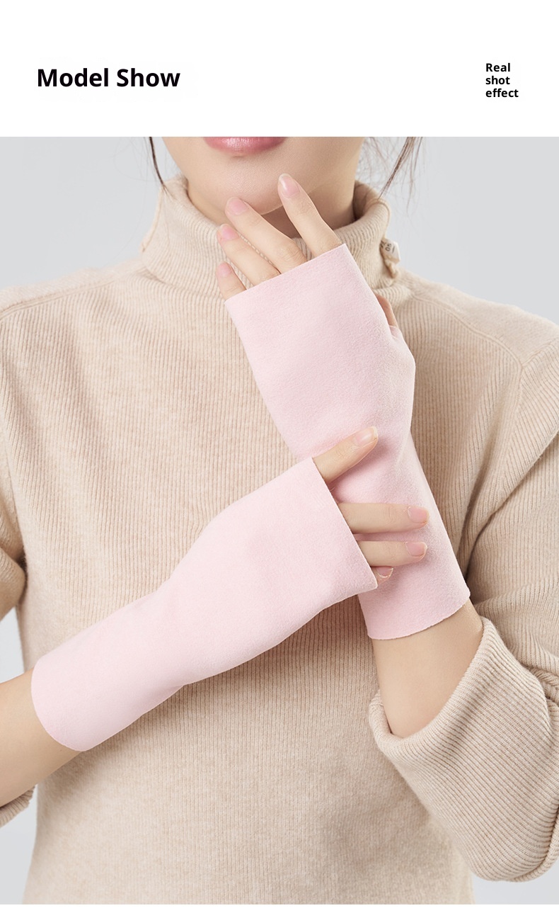 boy Boy Boy Cationic Gloves Half Palm Touch Screen Warmth Fingerless Cold Protection Autumn Winter Versatile Unisex Driving Office_voghion.com