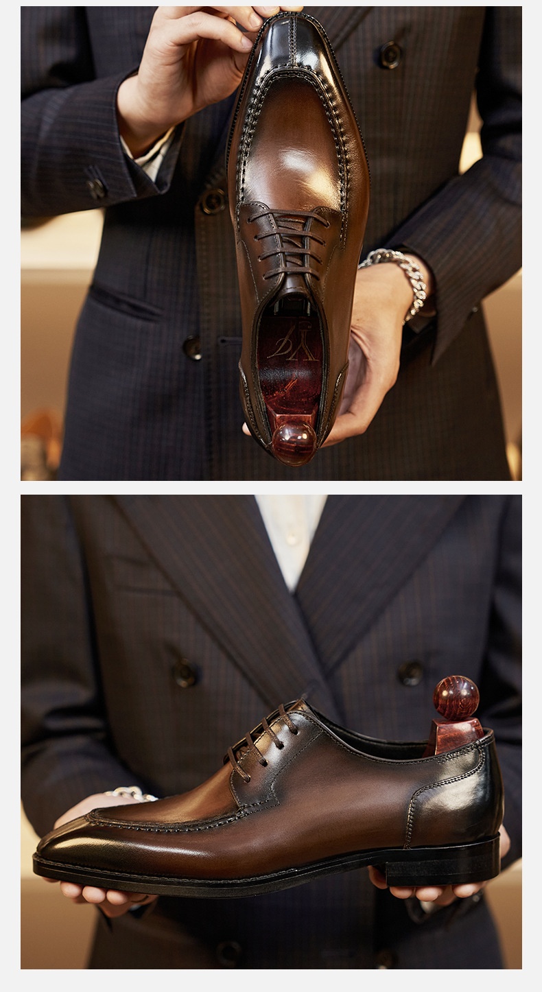 Voyage Voyage New Versatile Formal With Front Lace-up, Low-top Suit Genuine Leather Derby Shoes, Italian And Norwegian Hand-stitched_voghion.com