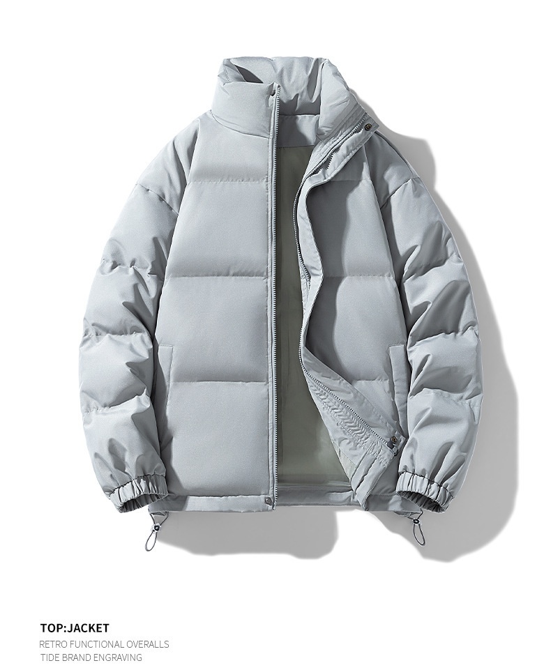 Giacca imbottita in cotone con collo alto tinta unita per uomo e donna 2024, nuova giacca invernale ispessita, calda e alla moda, casual, da coppia_voghion.com