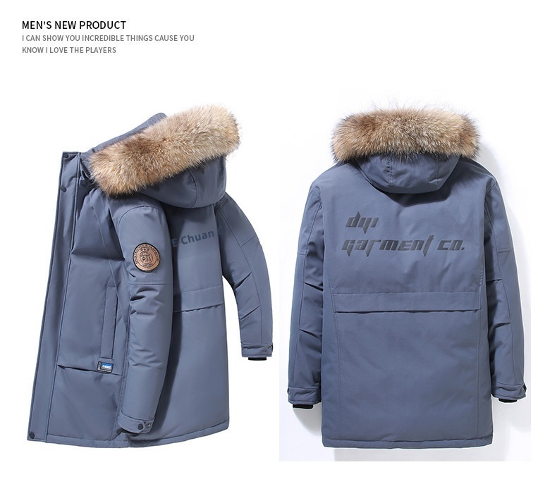 boy 2024 Mid-Length Snow Flying Same Style Men's Down Jacket Made In China Thickened Youth Winter Coat With Fur Collar_voghion.com