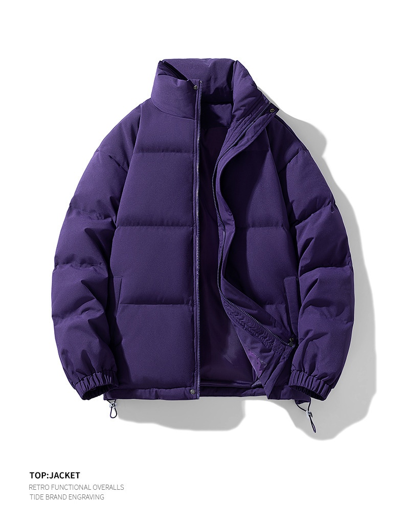 Giacca imbottita in cotone con collo alto tinta unita per uomo e donna 2024, nuova giacca invernale ispessita, calda e alla moda, casual, da coppia_voghion.com