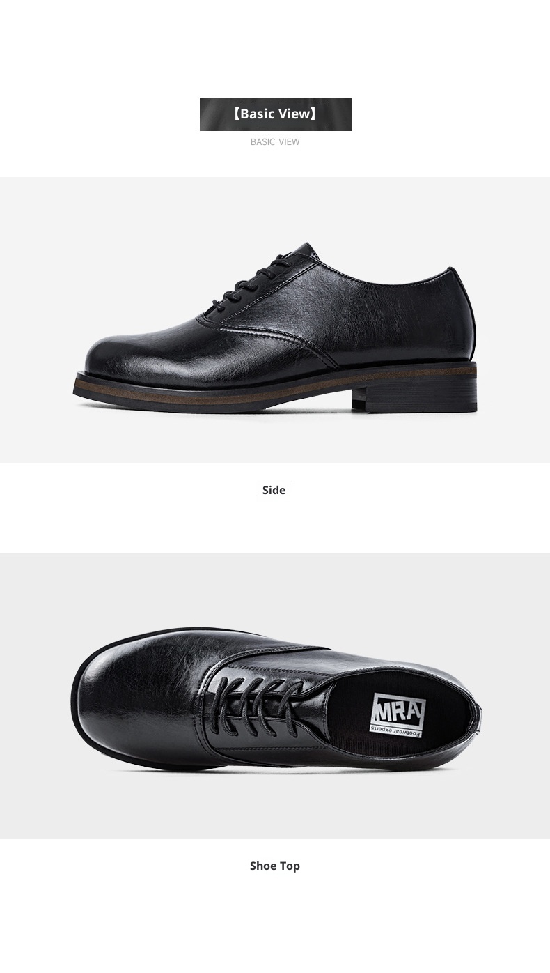 Voyage MRA Square Toe Derby Men's Leather Autumn Formal Business Thick Sole Height Increasing Wedding Groom Oxford Shoes_voghion.com