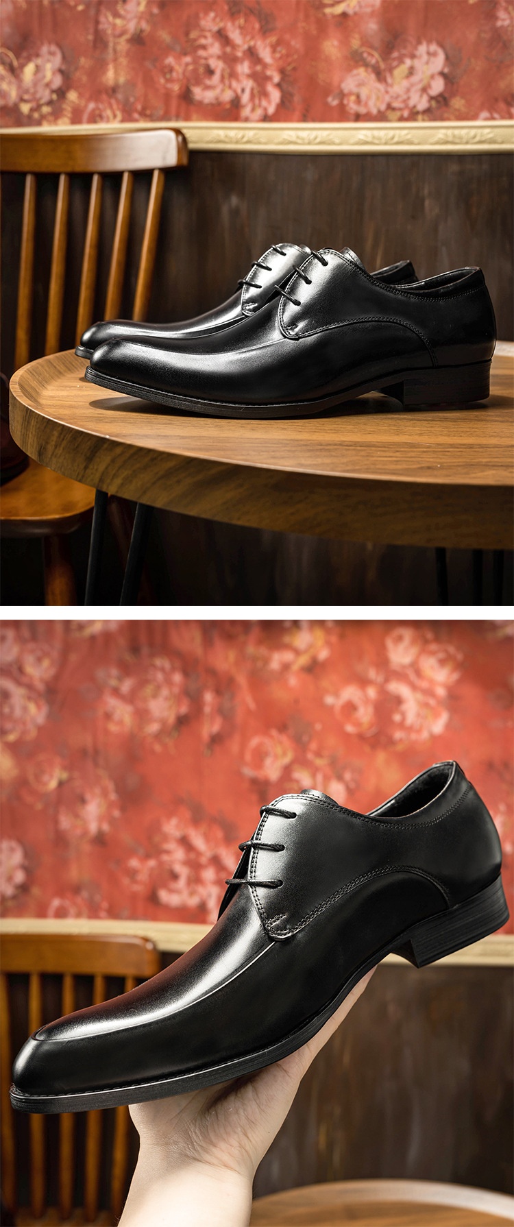 Scarpe da sposa da uomo Voyage Business Formale Derby in pelle con lacci a punta in vacchetta, stile coreano alla moda_voghion.com