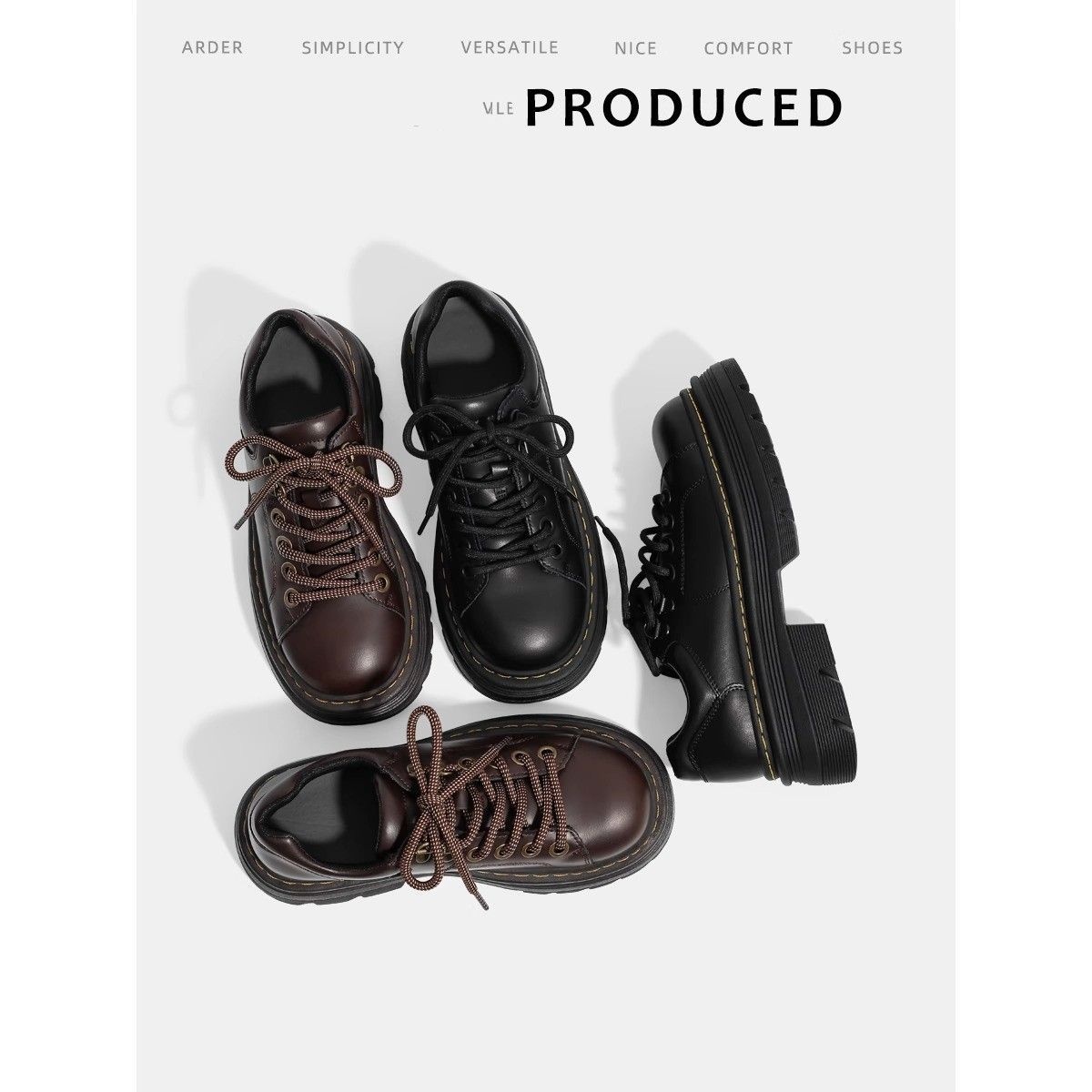 Voyage Voyage 2025 Nouvelles chaussures Martin à semelle épaisse pour femmes, chaussures Derby en cuir rehaussantes pour l'automne, mocassins de style britannique_voghion.com