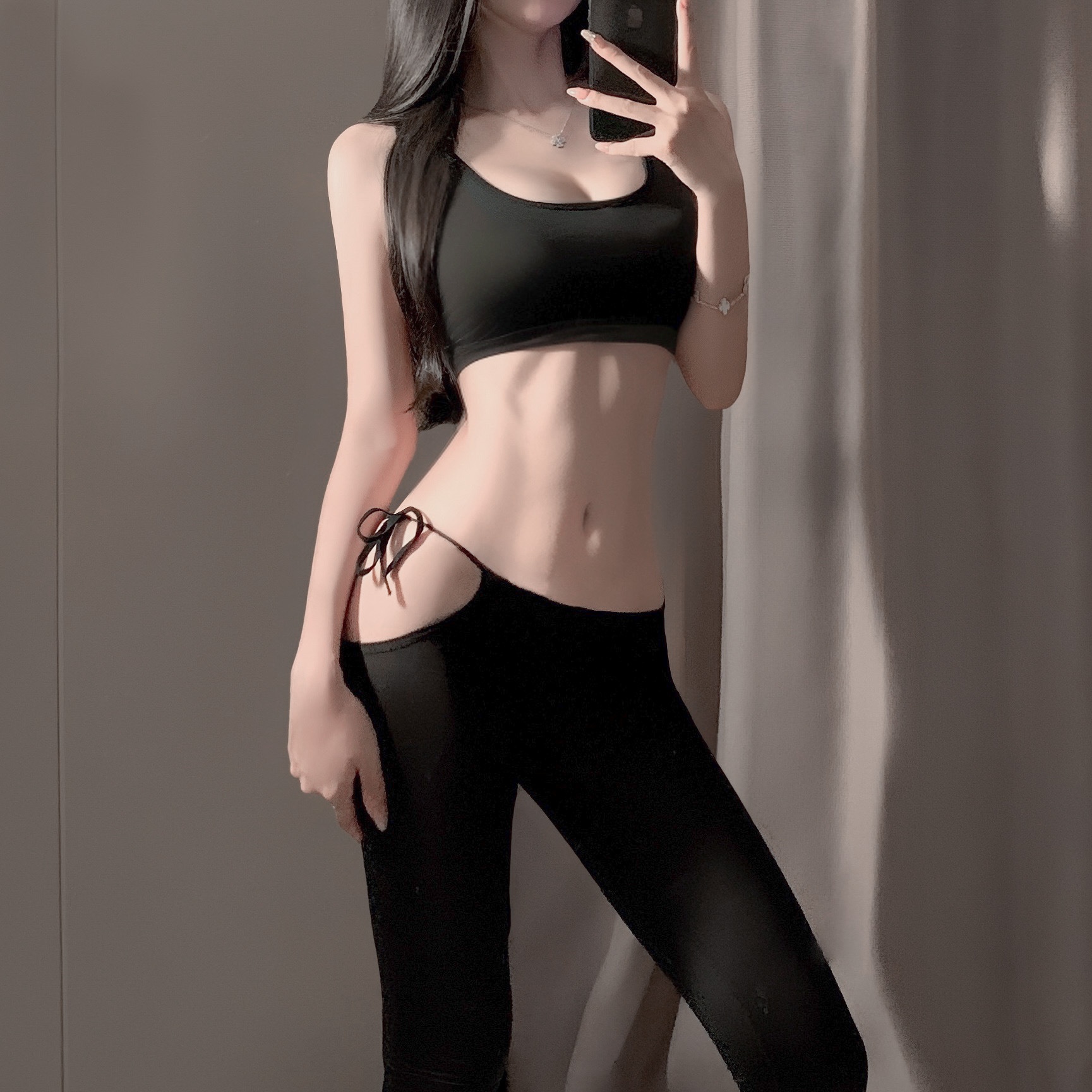 Eros Lab Sexy Lingerie Thin Tight Slimming Leg Tummy Control Hip Lift Yoga Nude Feel Tranparent Silky Lace-up Skinny_voghion.com