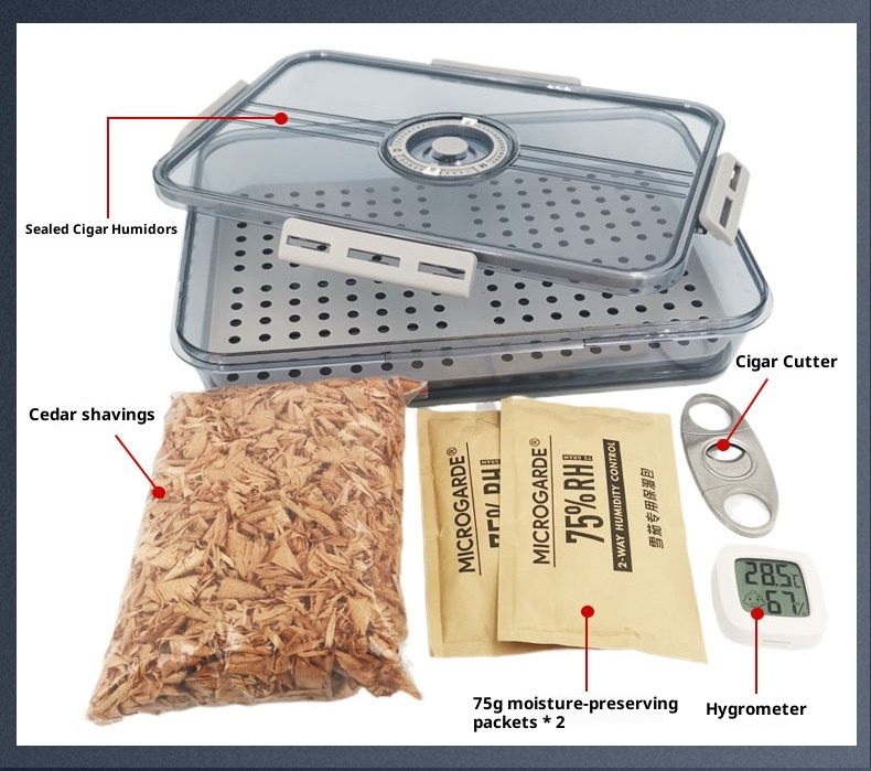 Lillian Daily Use Cigar Humidor Tray Divider Plastic Humidifier Constant Humidity Box Snap Moisture-proof Insect-proof Aged_voghion.com