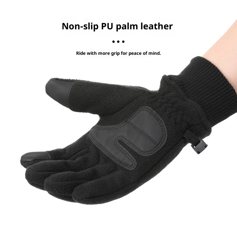 boy Boy Boy Warm Double-Sided Fleece Outdoor Non-Slip Cycling Men Winter Touchscreen Gloves Windproof Cuff Cold-Proof_voghion.com