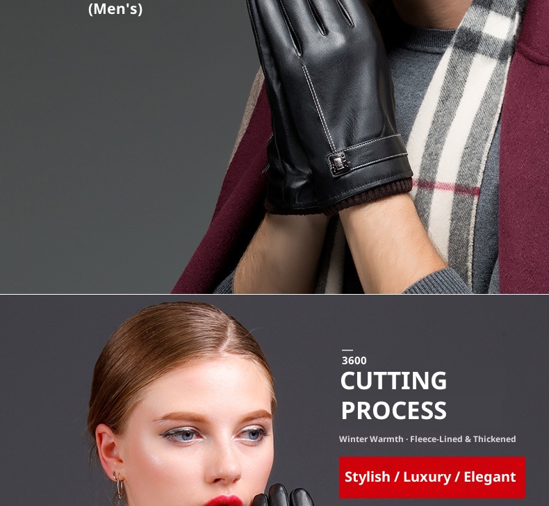 Damen-Fleecehandschuhe für Herbst/Winter, gefüttert, dick und warm, Paar-Stil, Touchscreen-kompatibel, für E-Bikes, neue Lederhandschuhe_voghion.com