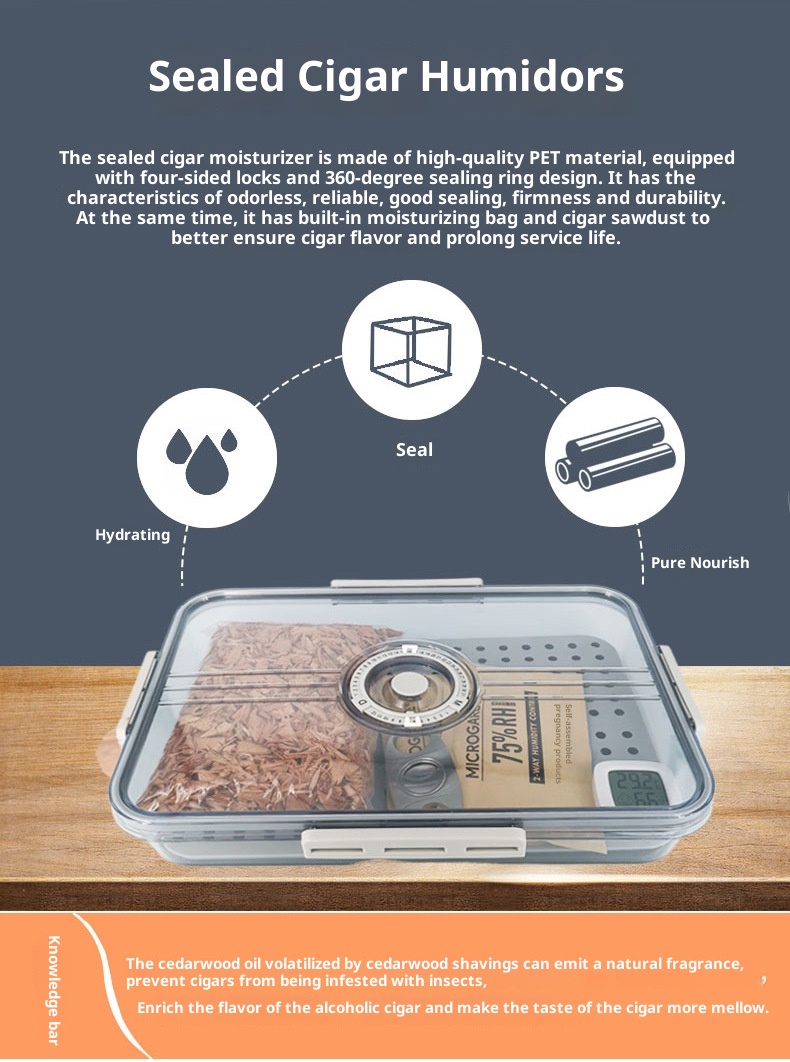 Lillian Daily Use Cigar Humidor Tray Divider Plastic Humidifier Constant Humidity Box Snap Moisture-proof Insect-proof Aged_voghion.com
