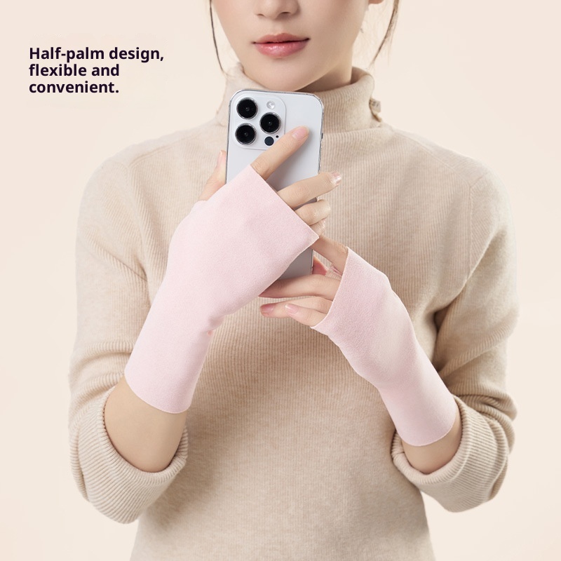 boy Boy Boy Cationic Gloves Half Palm Touch Screen Warmth Fingerless Cold Protection Autumn Winter Versatile Unisex Driving Office_voghion.com