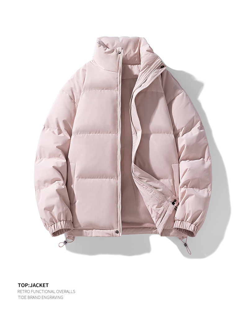 Giacca imbottita in cotone con collo alto tinta unita per uomo e donna 2024, nuova giacca invernale ispessita, calda e alla moda, casual, da coppia_voghion.com