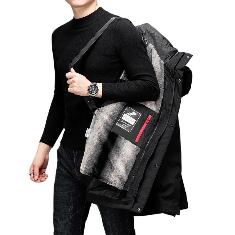 boy White Padded Detachable Goose Down Jacket Thickened Middle-aged And Elderly Winter Coat Men's Outerwear_voghion.com