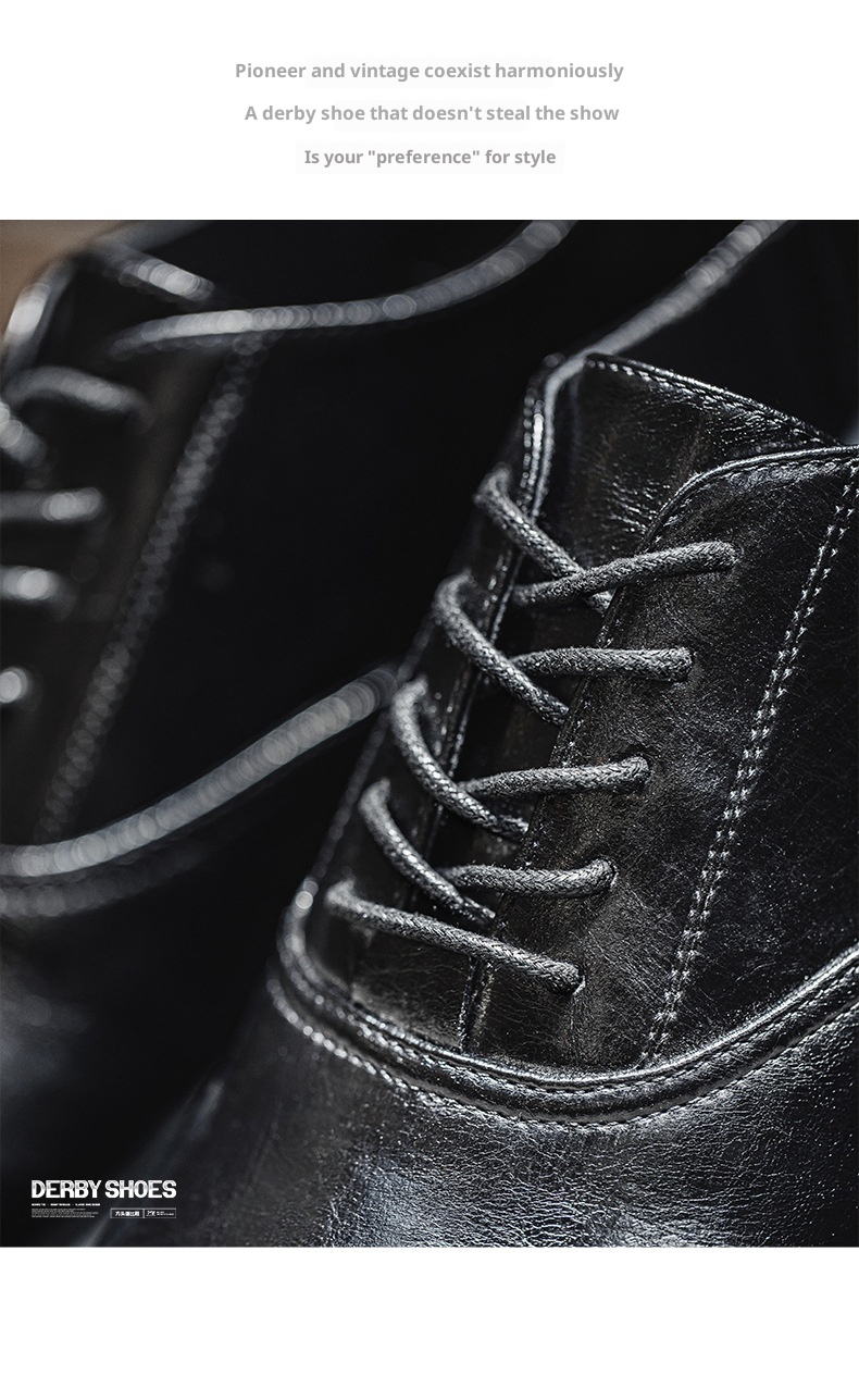 Voyage MRA Square Toe Derby Men's Leather Autumn Formal Business Thick Sole Height Increasing Wedding Groom Oxford Shoes_voghion.com