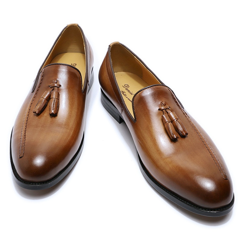 WalkPrime WalkPrime Genuine Tassel Loafers Slip-On British Retro Business Casual Shoes Men Breathable Pure Leather_voghion.com