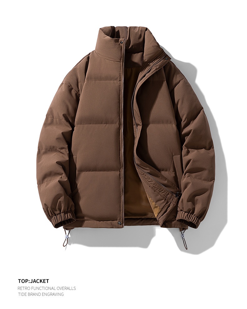 Giacca imbottita in cotone con collo alto tinta unita per uomo e donna 2024, nuova giacca invernale ispessita, calda e alla moda, casual, da coppia_voghion.com