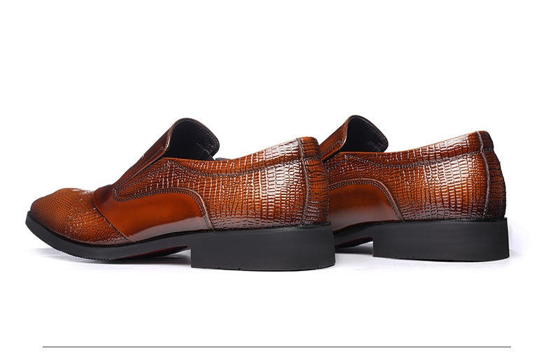 Voyage Elderly Crocodile Pattern Leather Large Size Trendy Korean Style Slim Fit Polished Casual Pointed Toe Men's Shoes 20252_voghion.com