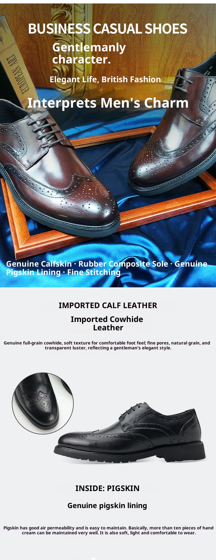 Voyage First Layer Soft Sole Business Formal Brogue Carved British Retro Small Round Toe Men's Cowhide Wedding Shoes_voghion.com