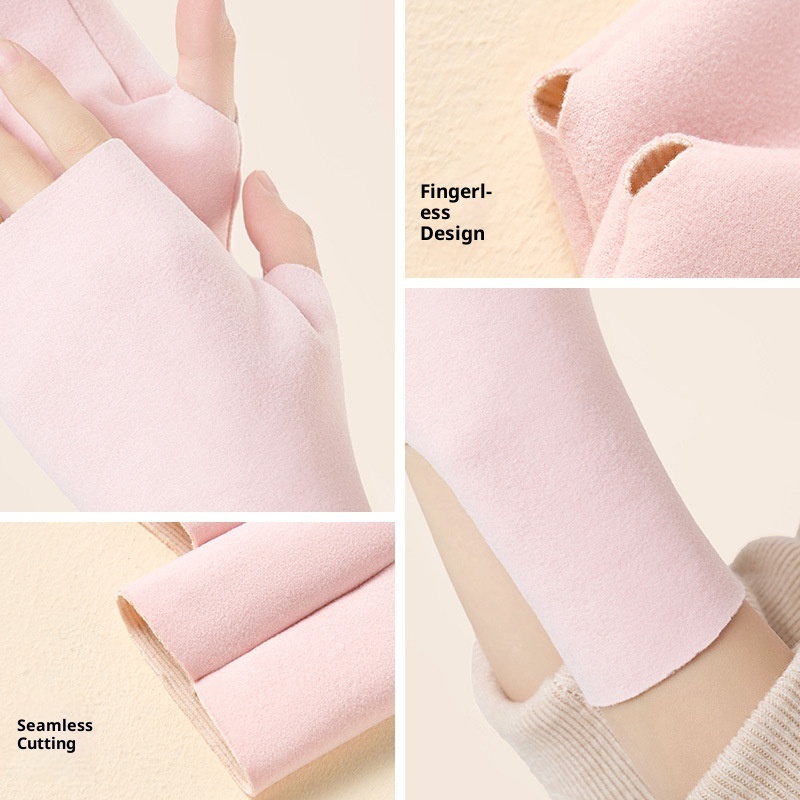 boy Boy Boy Cationic Gloves Half Palm Touch Screen Warmth Fingerless Cold Protection Autumn Winter Versatile Unisex Driving Office_voghion.com