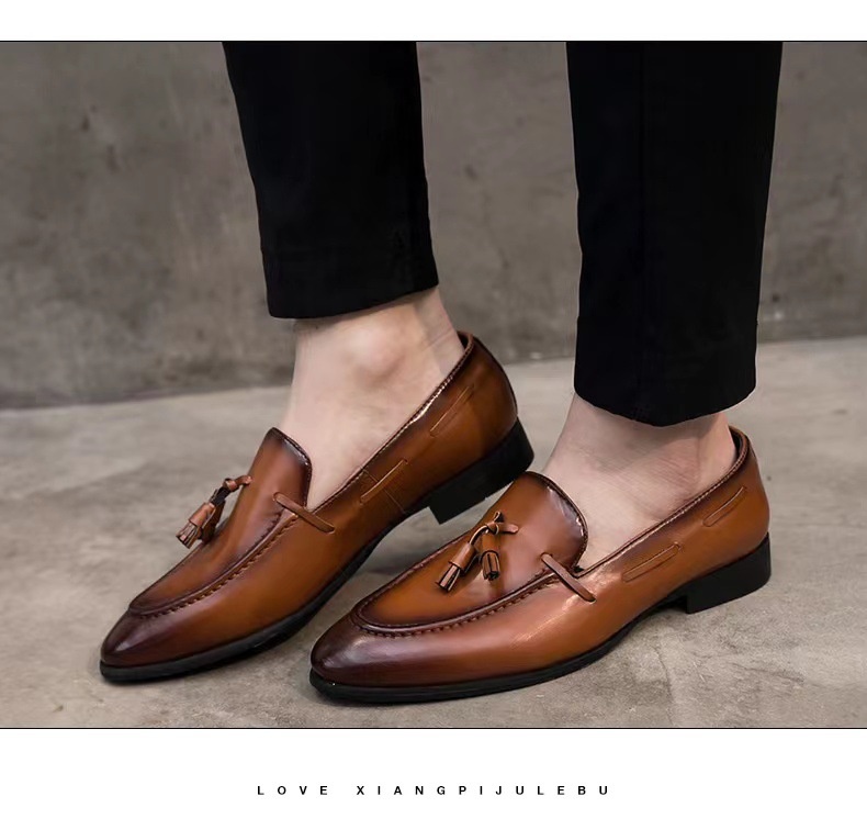 WalkPrime WalkPrime Tassel Loafers Men Pointed Toe European American British Slip-On Men's Casual Leather Shoes 2023 New Trendy Moccasins_voghion.com