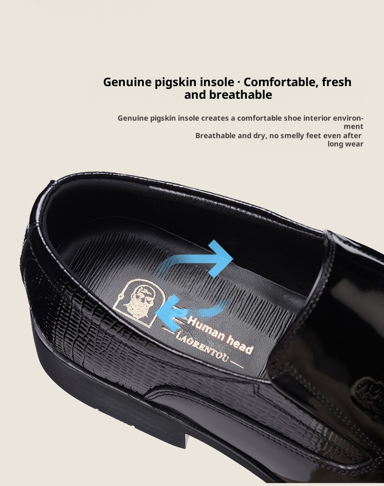 Voyage Elderly Crocodile Pattern Leather Large Size Trendy Korean Style Slim Fit Polished Casual Pointed Toe Men's Shoes 20252_voghion.com