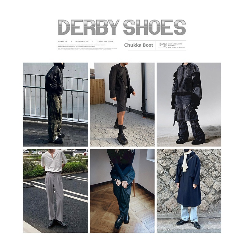 Voyage MRA Square Toe Derby Men's Leather Autumn Formal Business Thick Sole Height Increasing Wedding Groom Oxford Shoes_voghion.com