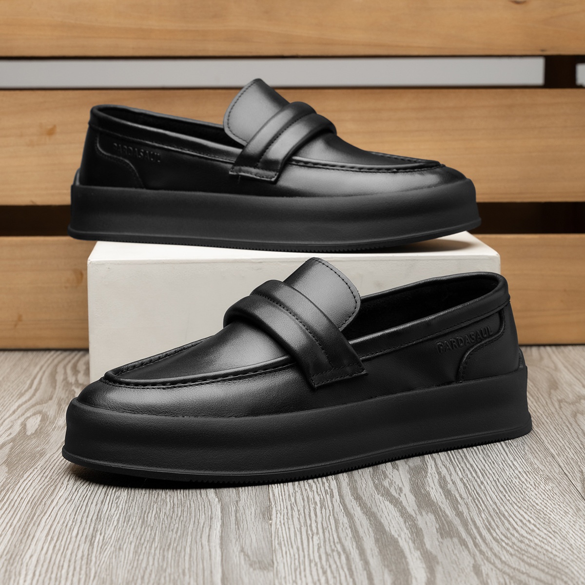 WalkPrime WalkPrime European Style Loafers For Men Summer New Slip-On Driving Genuine Men's Trendy Moccasins Thick Sole Leather Shoes_voghion.com