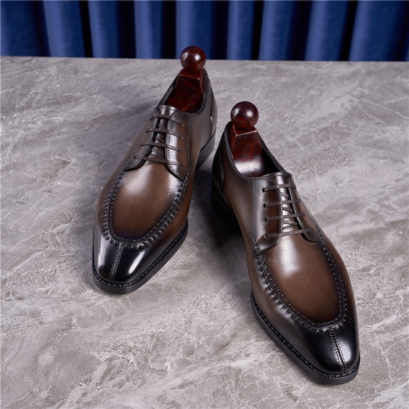 Voyage Voyage New Versatile Formal With Front Lace-up, Low-top Suit Genuine Leather Derby Shoes, Italian And Norwegian Hand-stitched_voghion.com
