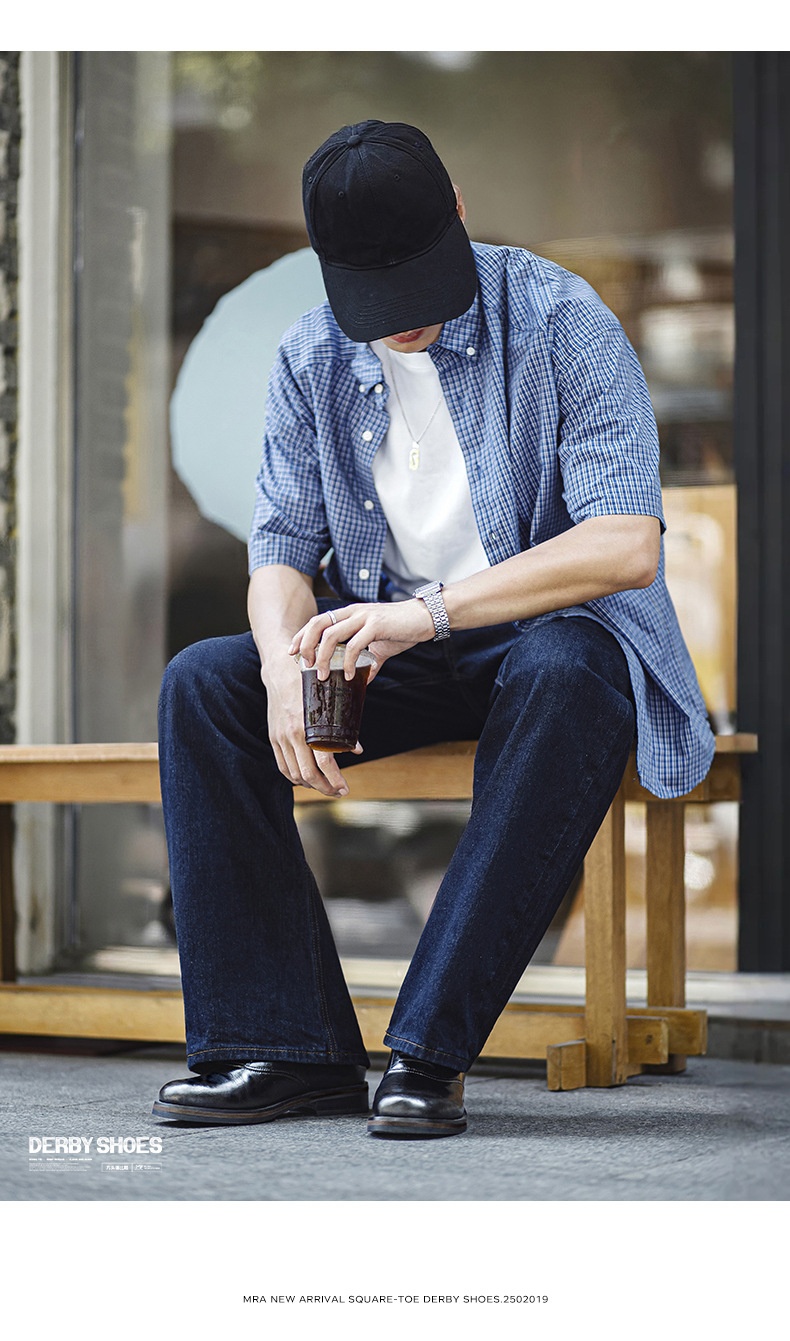 Voyage MRA Square Toe Derby Men's Leather Autumn Formal Business Thick Sole Height Increasing Wedding Groom Oxford Shoes_voghion.com